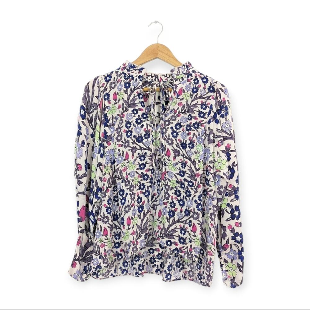 Maria Cher Silk Multi Floral Long Sleeve Boheme Blouse Size S